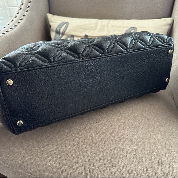 Kate Spade Quilted Black Gold Luxury Shoulder Handbag Purse - Hot Pink Lining - Picture 6 of 6